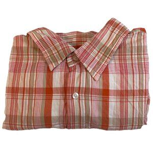 Ralph Lauren Shirt Mens Size 2XL Orange Plaid Button Down Short Sleeves
